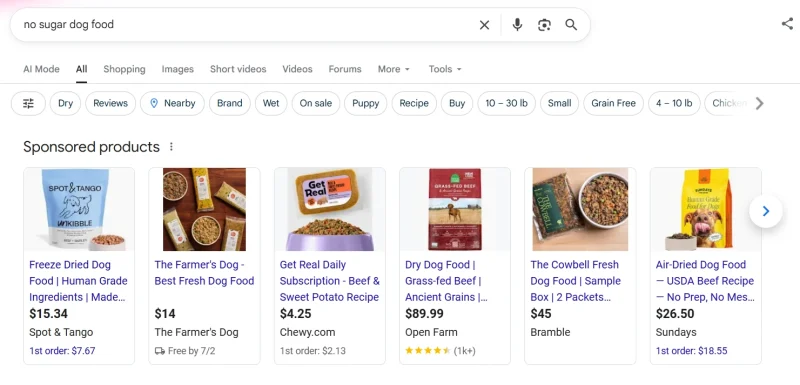 نمونه تبلیغات شاپینگ گوگل ادز