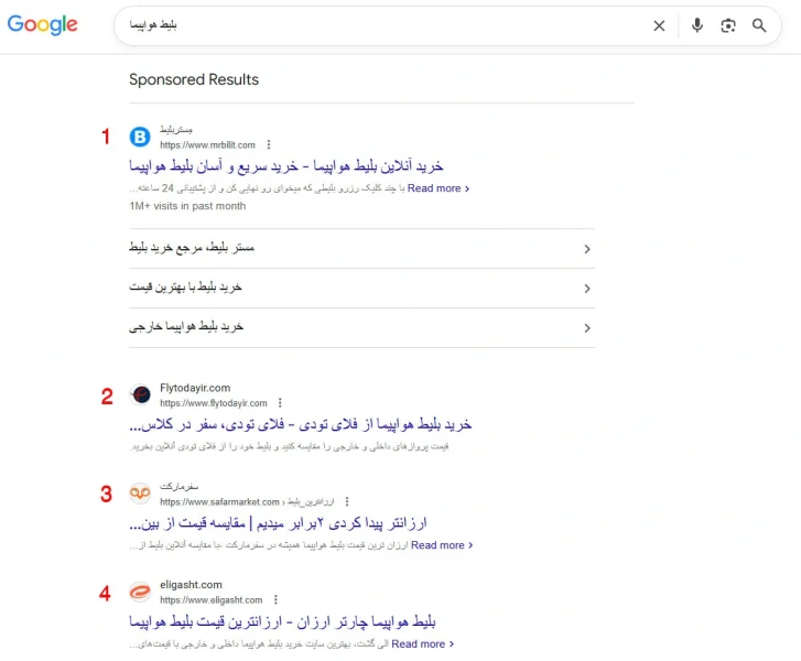 رتبهبندی نمایش تبلیغات در سرچ گوگل